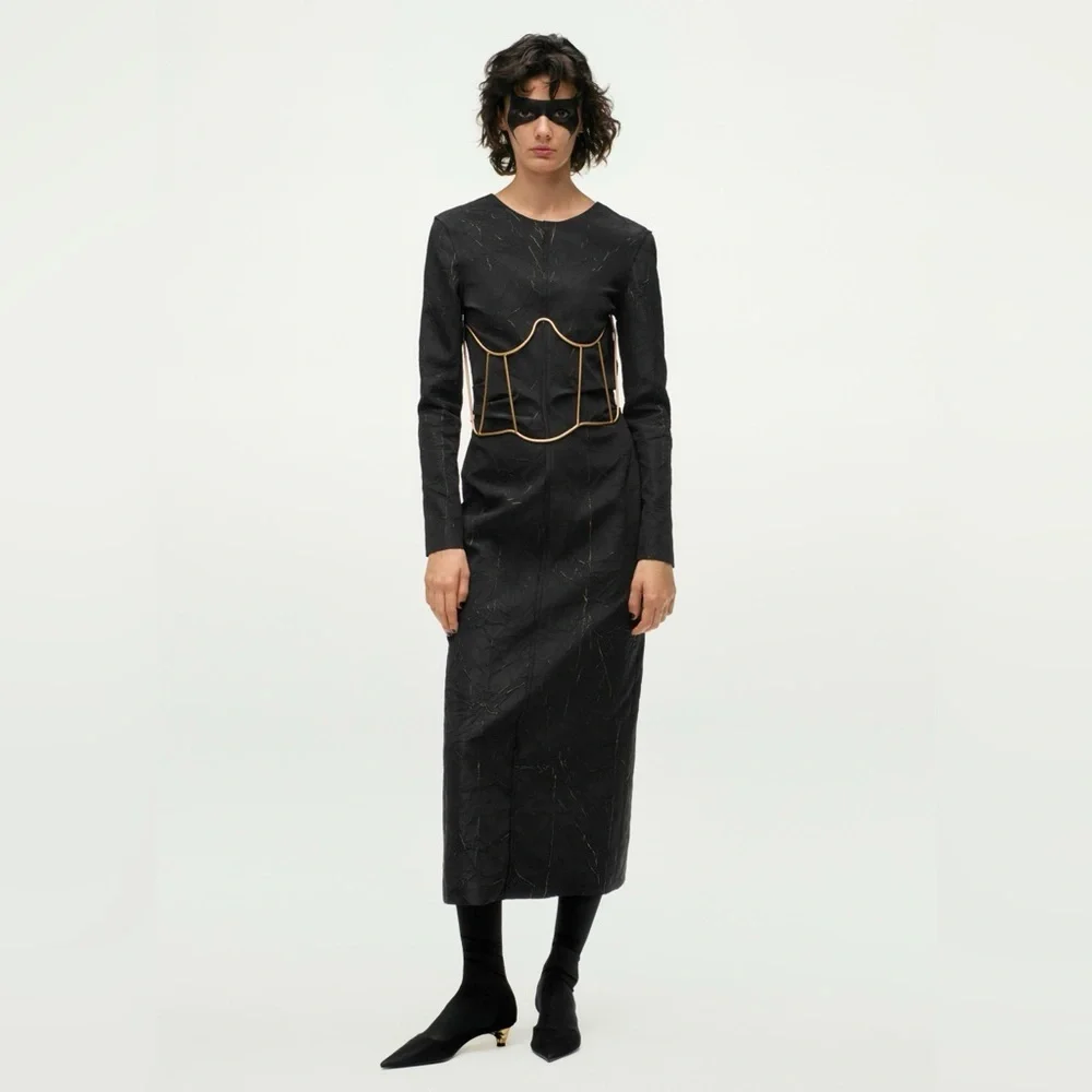 NWT. Zara Halloween Special Collection Golden Hard Metal Chain Corset.